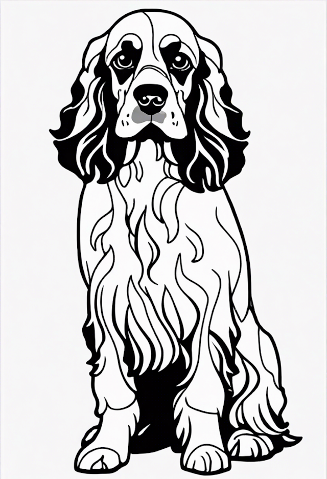 A coloring page of Detailed English Cocker Spaniel