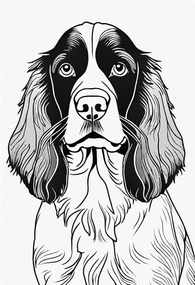 A coloring page of Detailed English Springer Spaniel