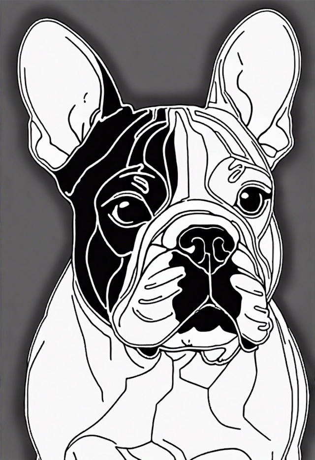 A coloring page of Detailed French Bulldog
