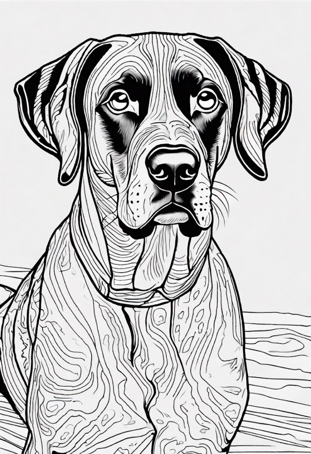 A coloring page of Detailed German Shorthaired Pointer