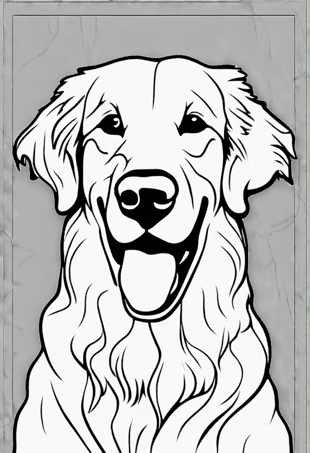 A coloring page of Detailed Golden Retriever