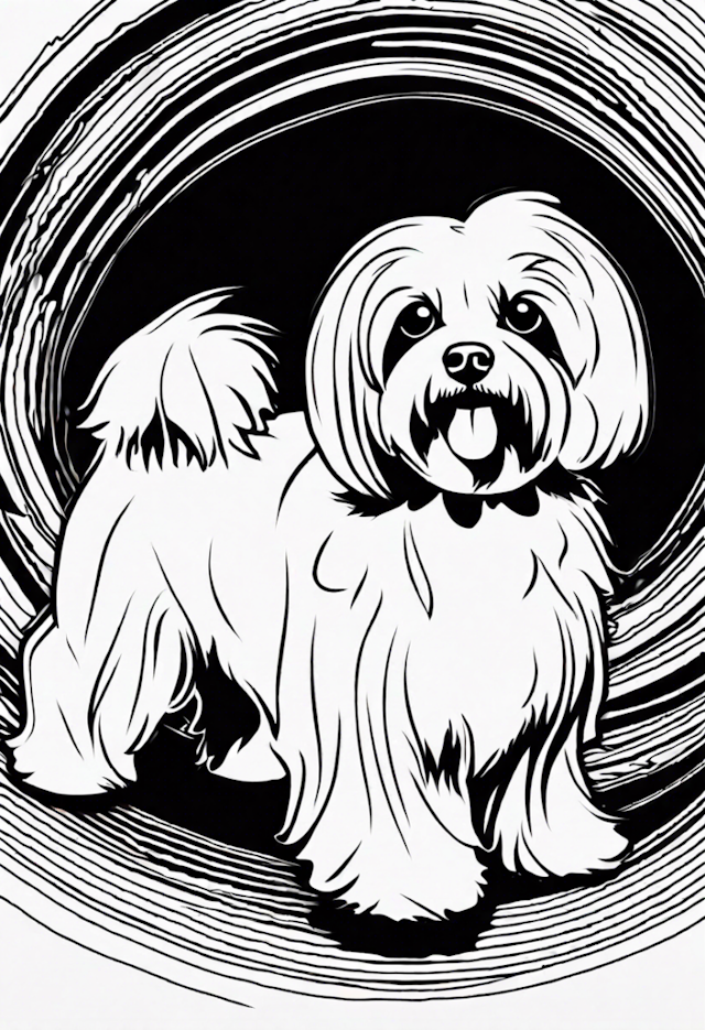 A coloring page of Detailed Havanese