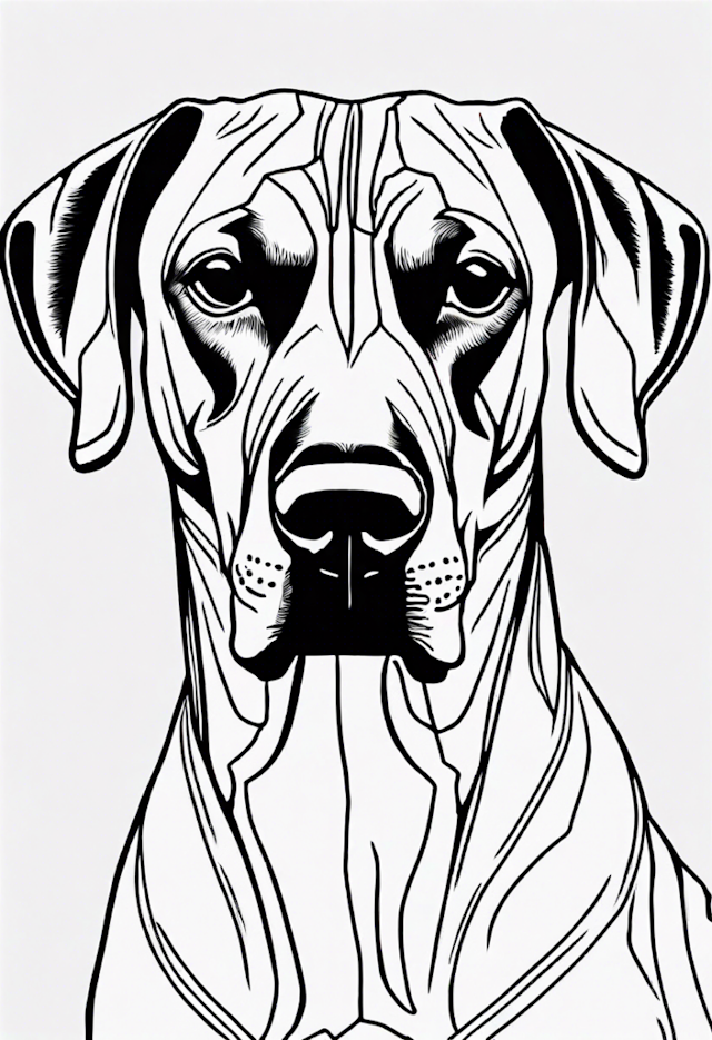 A coloring page of Detailed Rhodesian Ridgeback