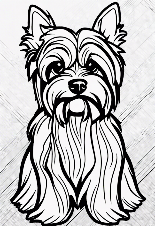 A coloring page of Detailed Yorkshire Terrier