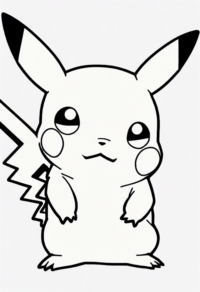 A coloring page of Disgusted Pikachu