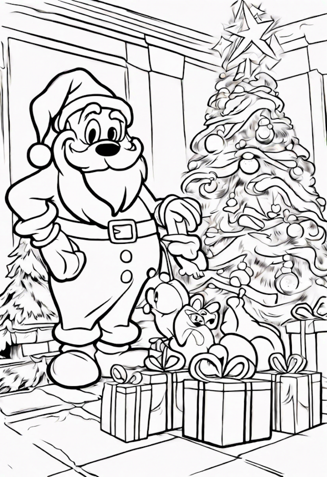 A coloring page of Disney Christmas