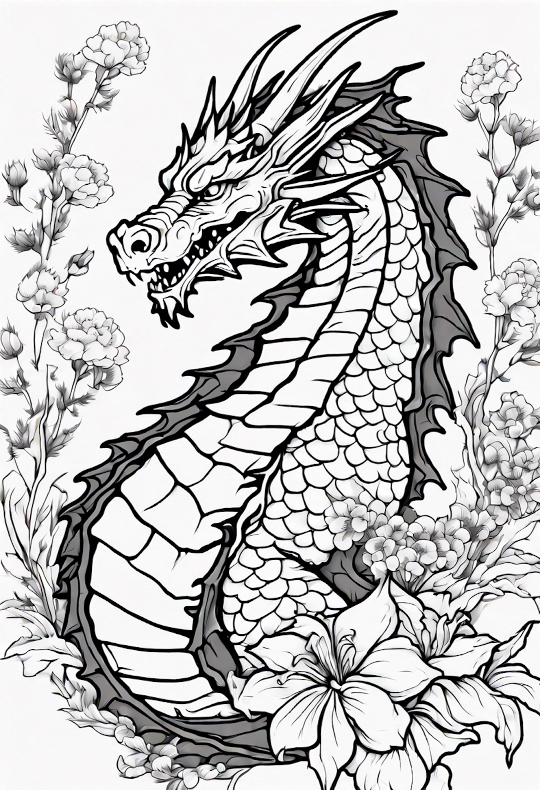 Dragon In A Blooming Spring Garden
