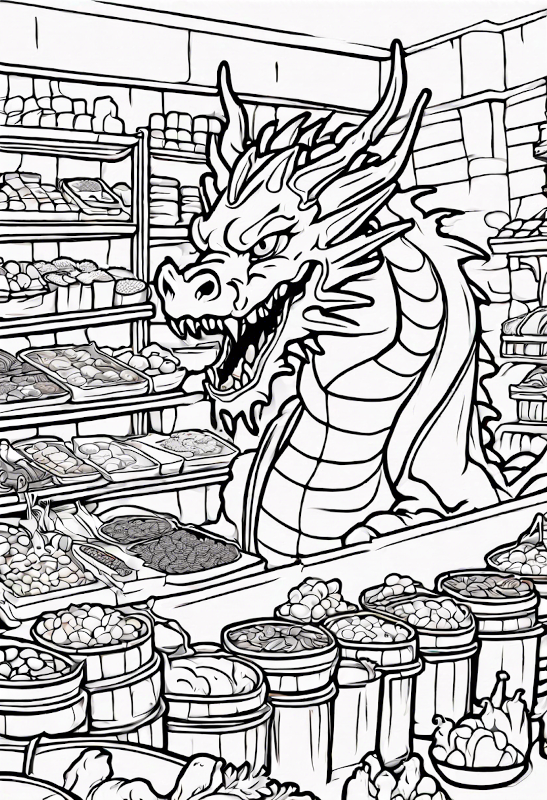 Dragon In A Delicious Food Market
