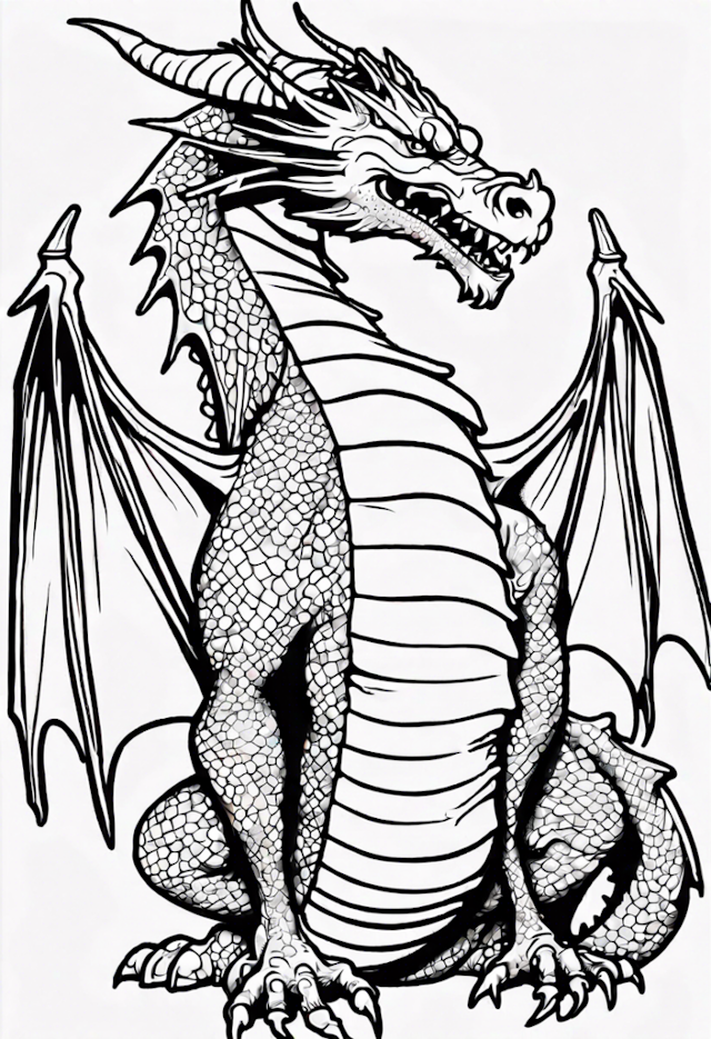 A coloring page of Dragon In A Entertaining Concert