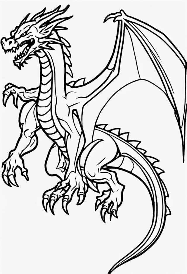 A coloring page of Dragon In A Exciting Sports Event