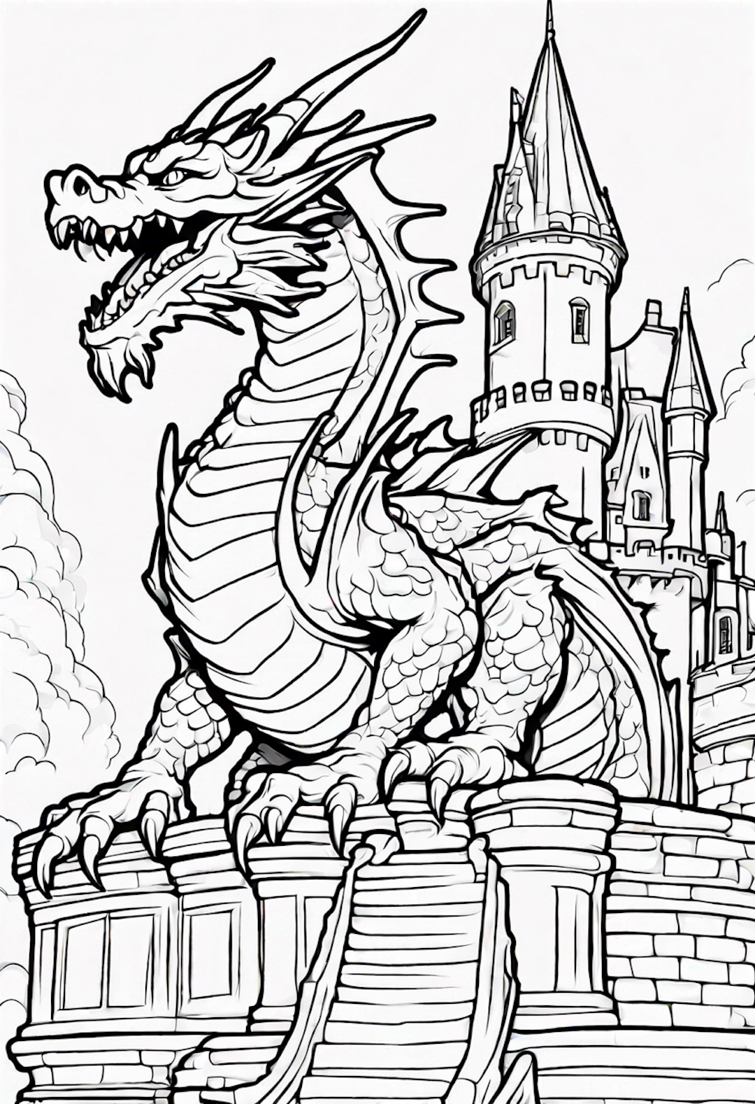 Dragon In A Majestic Castle