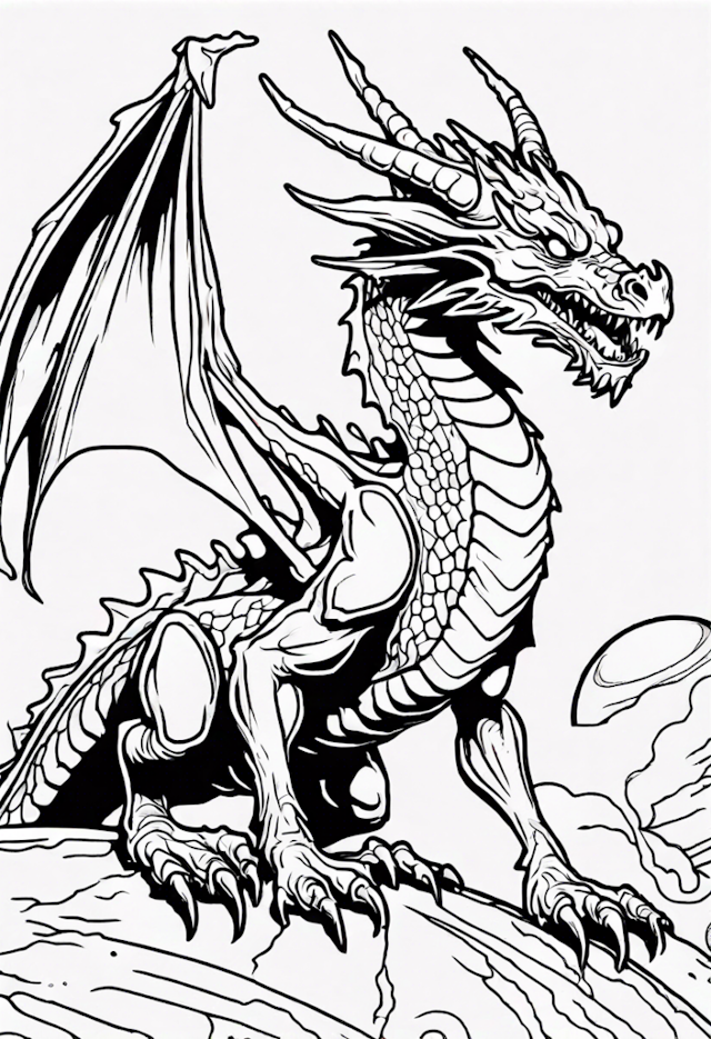 A coloring page of Dragon In A Space Adventure