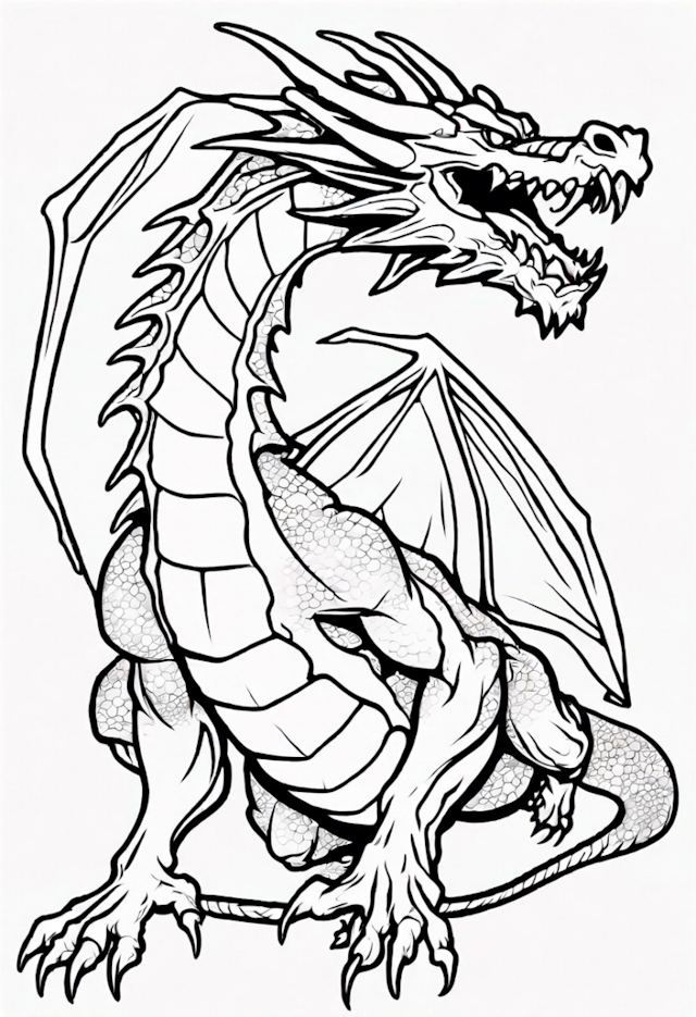 A coloring page of Dragon Participating In A Race