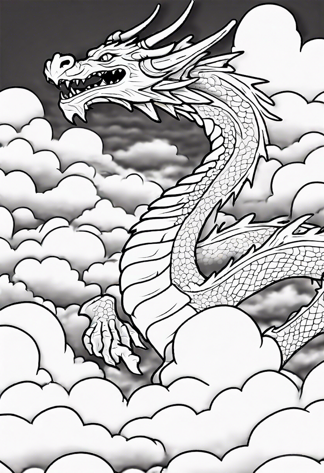 Dragon Soaring Above The Clouds