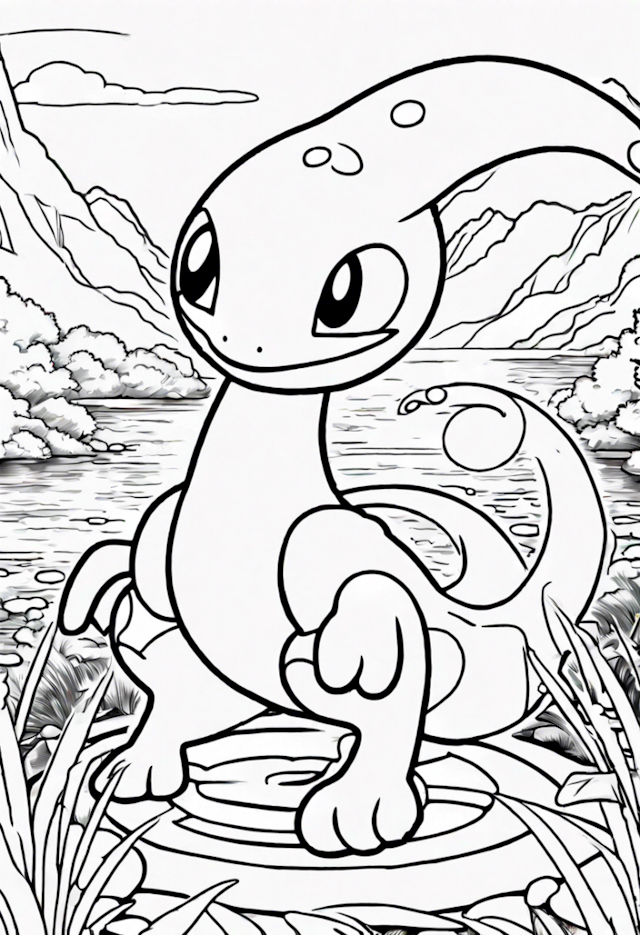 A coloring page of Dratini