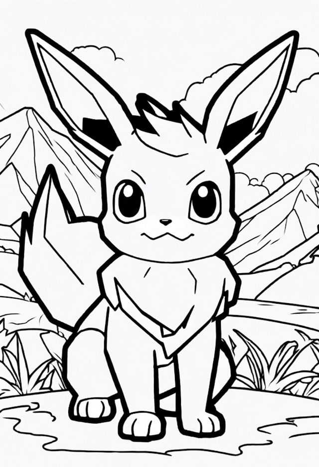 A coloring page of Eevee