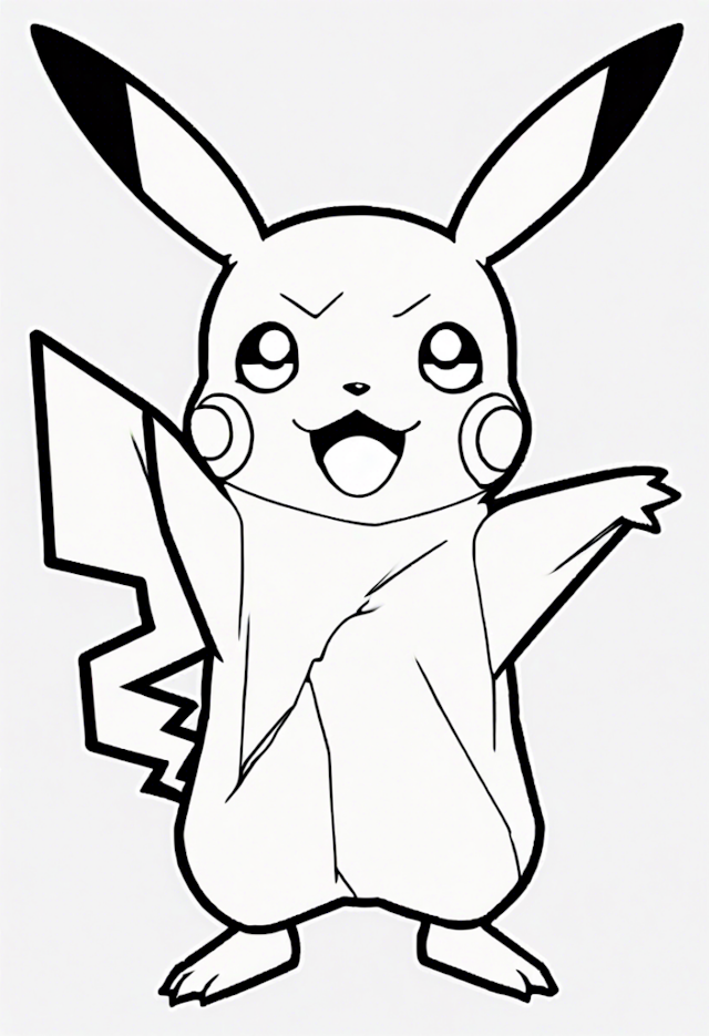 A coloring page of Embarrassed Pikachu
