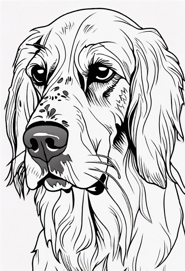 A coloring page of English Setter