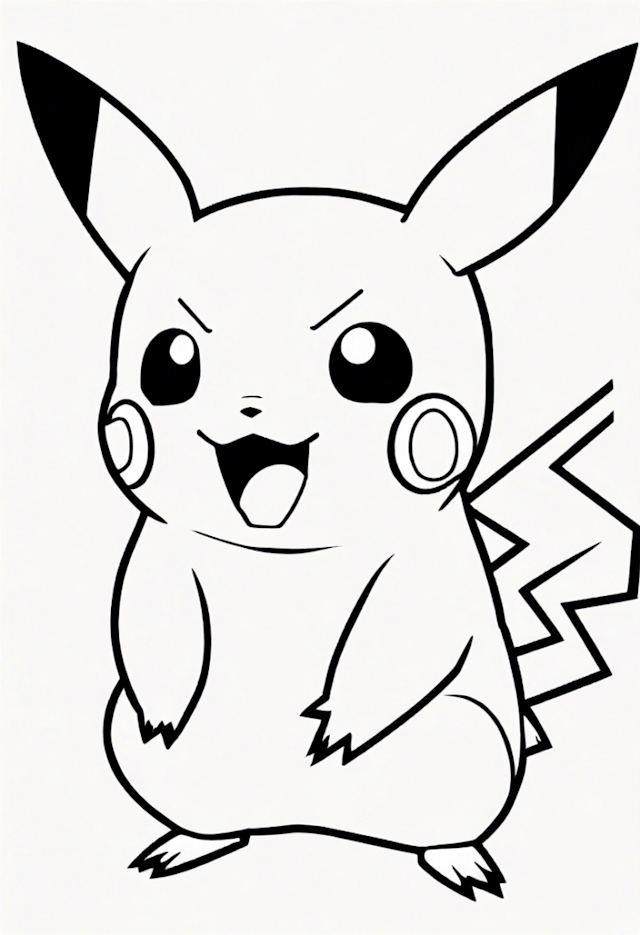 A coloring page of Frustrated Pikachu