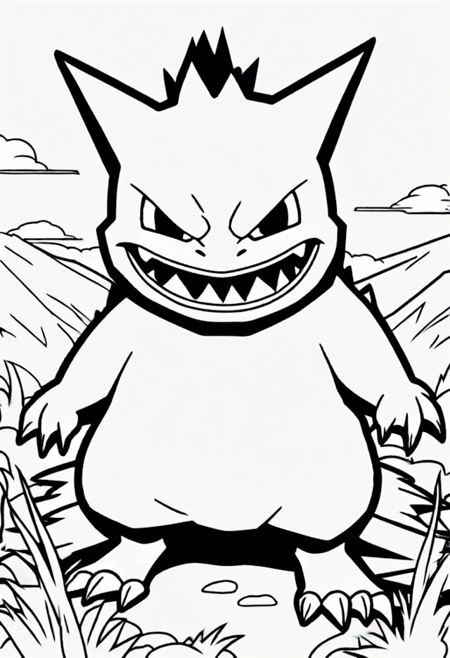 A coloring page of Gengar