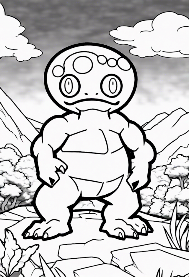 A coloring page of Geodude