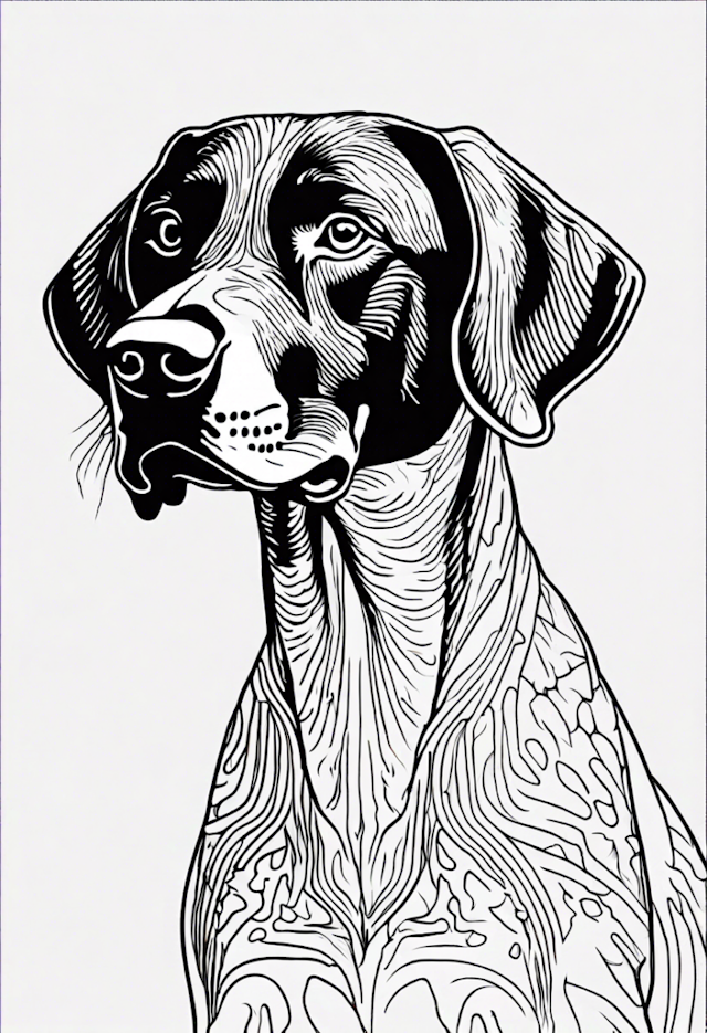 A coloring page of German Shorthaired Pointer