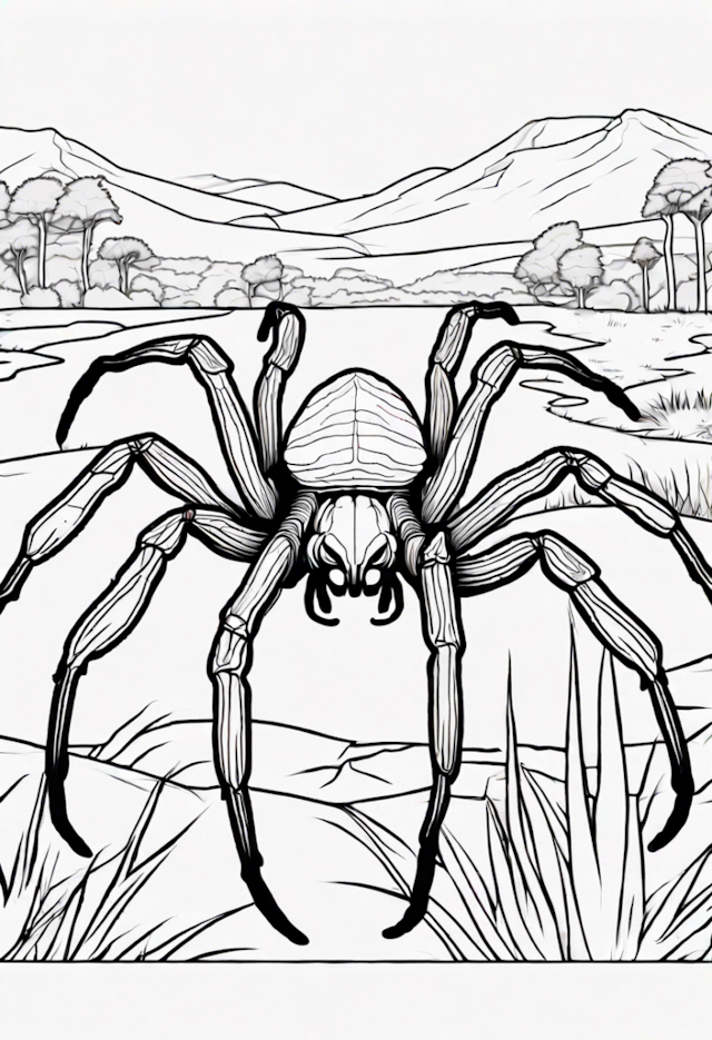 A coloring page of Goliath Birdeater Spider