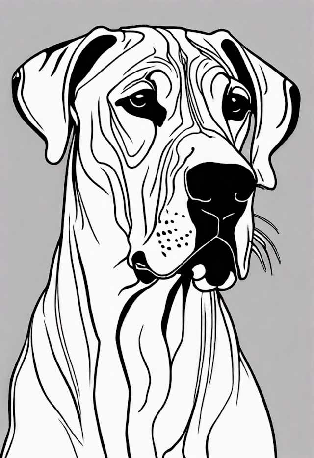 A coloring page of Great Dane