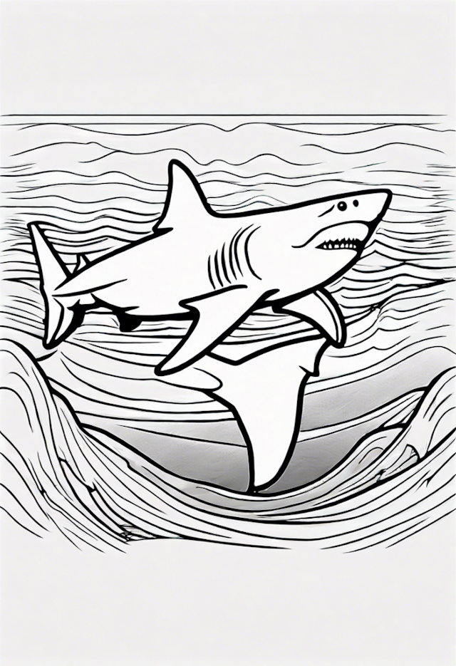 A coloring page of Great White Shark