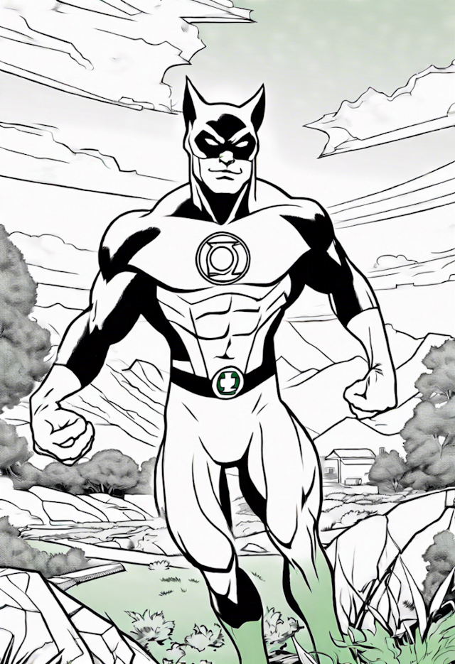 A coloring page of Green Lantern