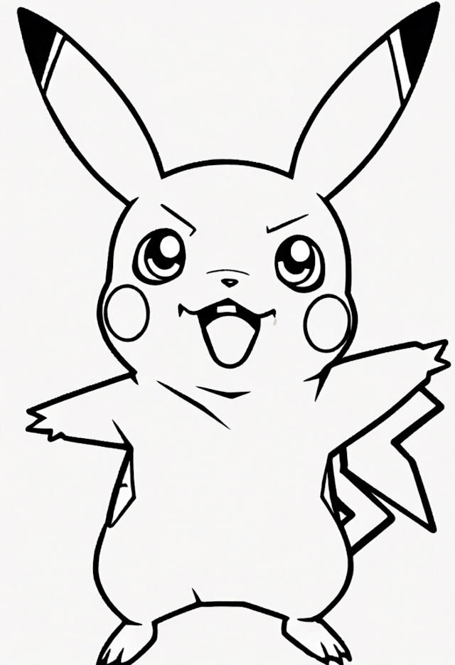 A coloring page of Guilty Pikachu