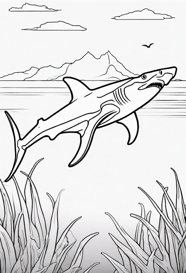 A coloring page of Hammerhead Shark