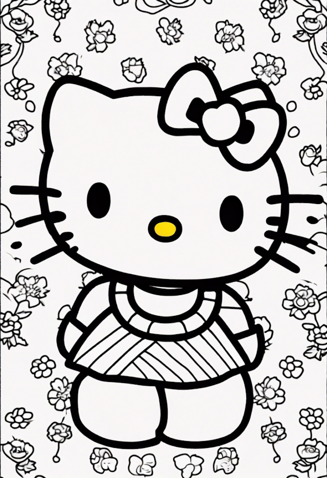 A coloring page of Hello Kitty