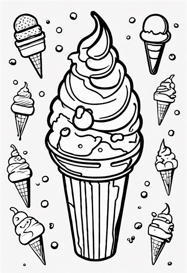 A coloring page of Ice Cream Fun