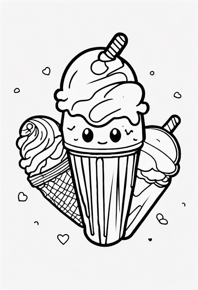 A coloring page of Ice Cream Love