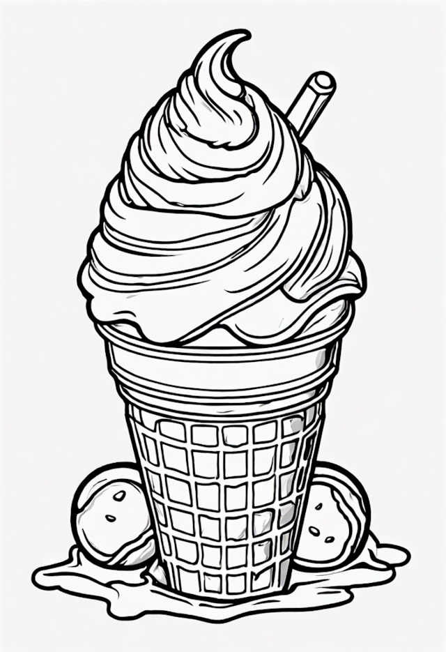 A coloring page of Ice Cream Party
