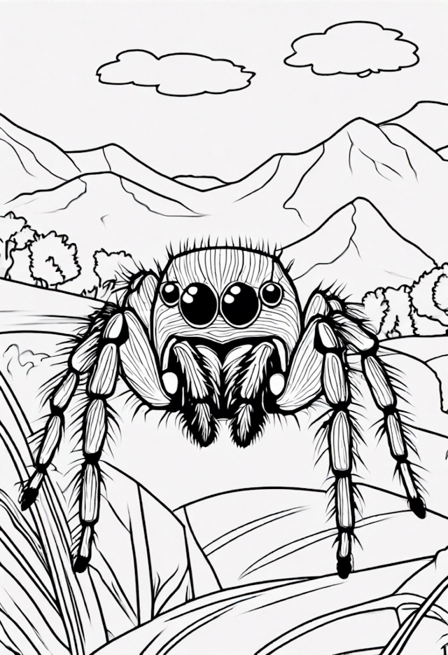 A coloring page of Jumping Spider
