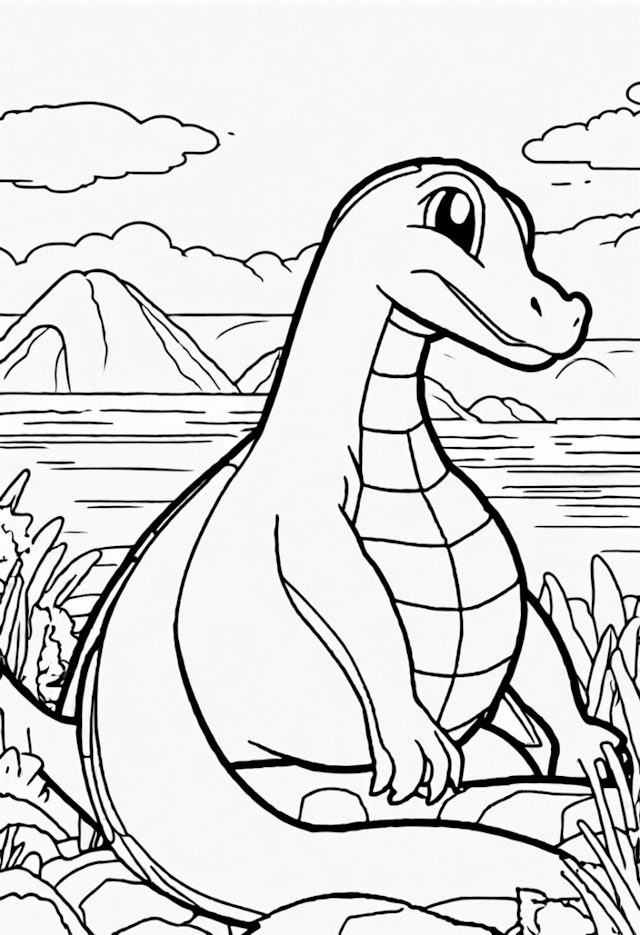 A coloring page of Lapras