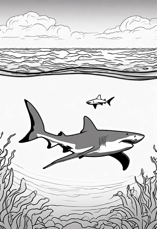 A coloring page of Lemon Shark