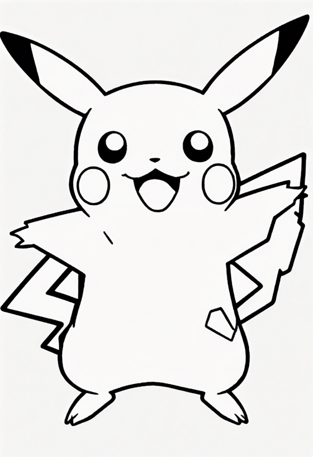 A coloring page of Lonely Pikachu