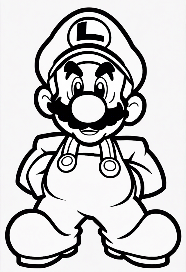 A coloring page of Luigi