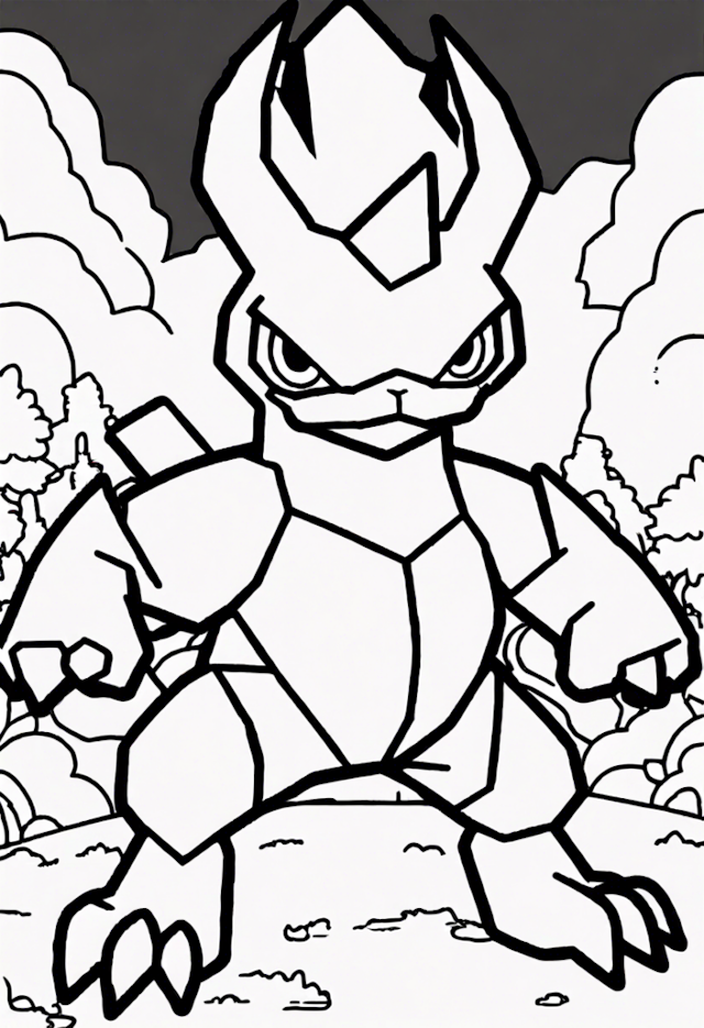 A coloring page of Magmar