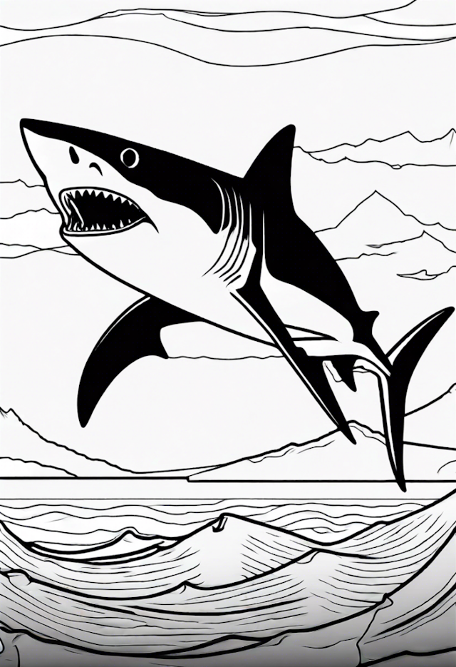 A coloring page of Mako Shark
