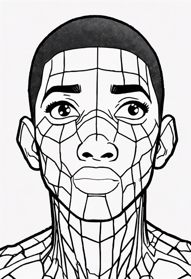 A coloring page of Miles Morales