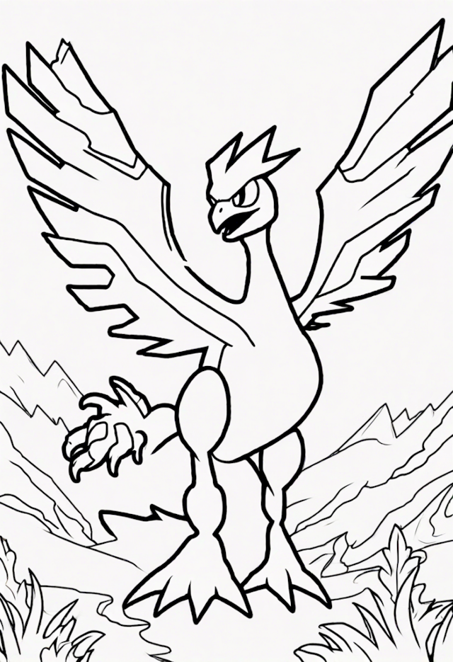 A coloring page of Moltres
