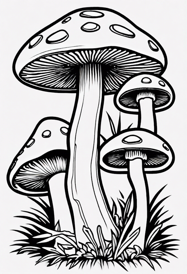 A coloring page of Mushroom Colony