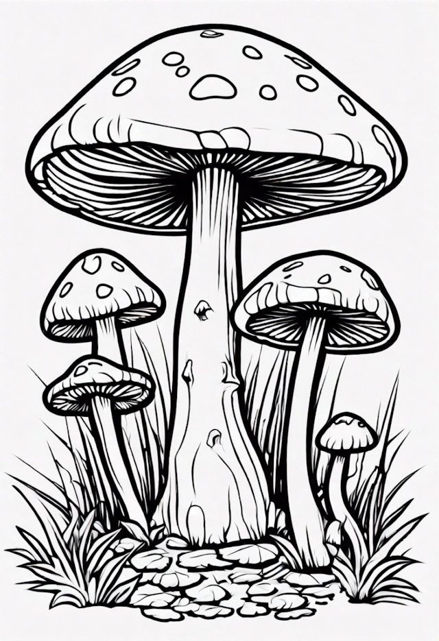 A coloring page of Mushroom Hide And Seek