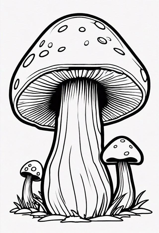 A coloring page of Mushroom Superheroes