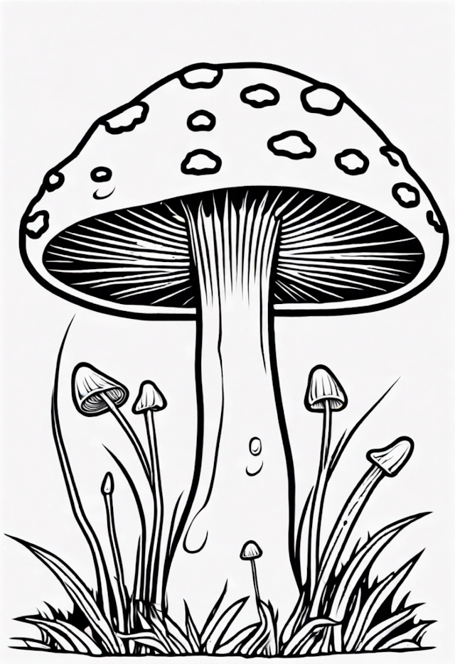 A coloring page of Mushroom With Arms
