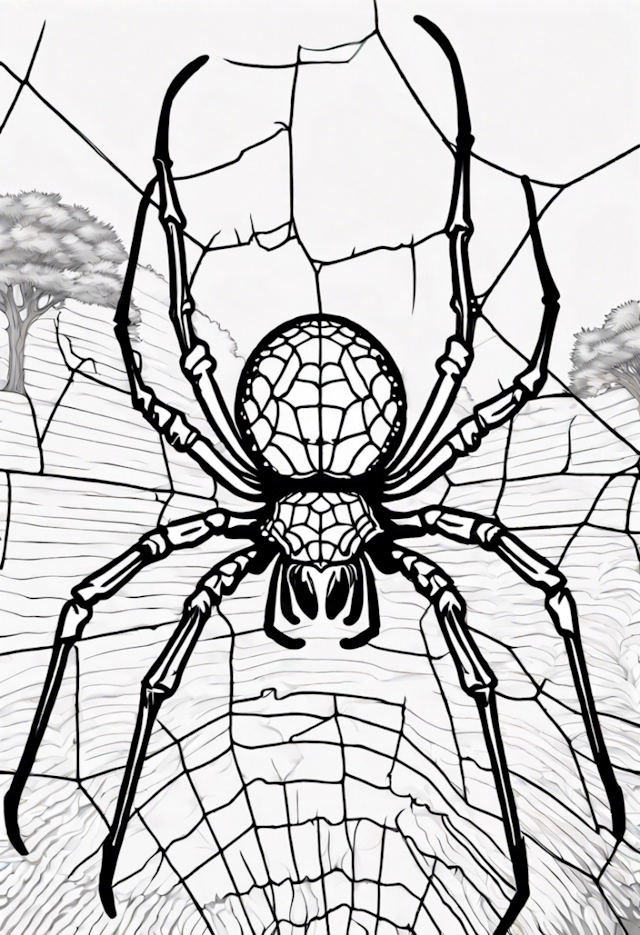 A coloring page of Orb Weaver Spider